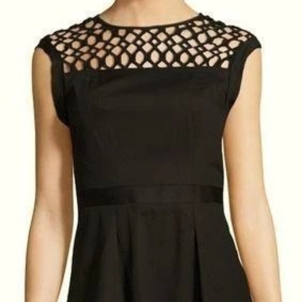 RACHEL ROY Dress Black Midi Lace Cut Out Fit & Flare A-Line Cotton Size 4 NWT
